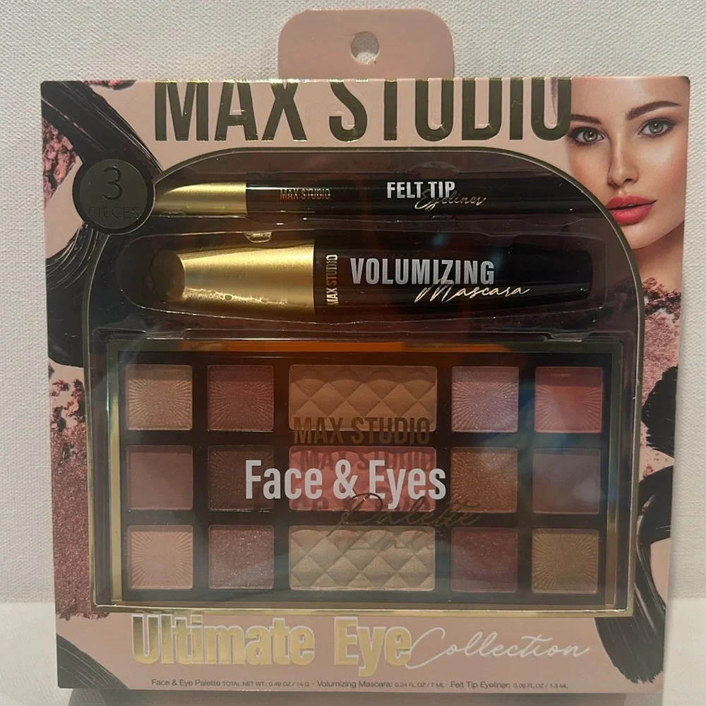 Max Studio Ultimate Eye Collection Face & Eye Palette. Mascara and Eyeliner.